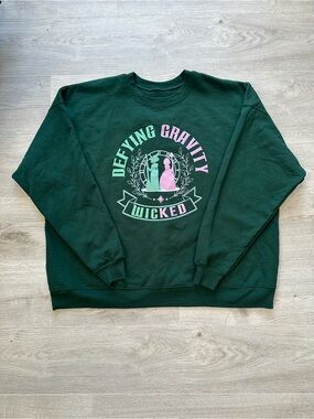 Wicked Movie Defying Gravity Green Graphic Crewneck Sweatshirt Glinda Elphaba